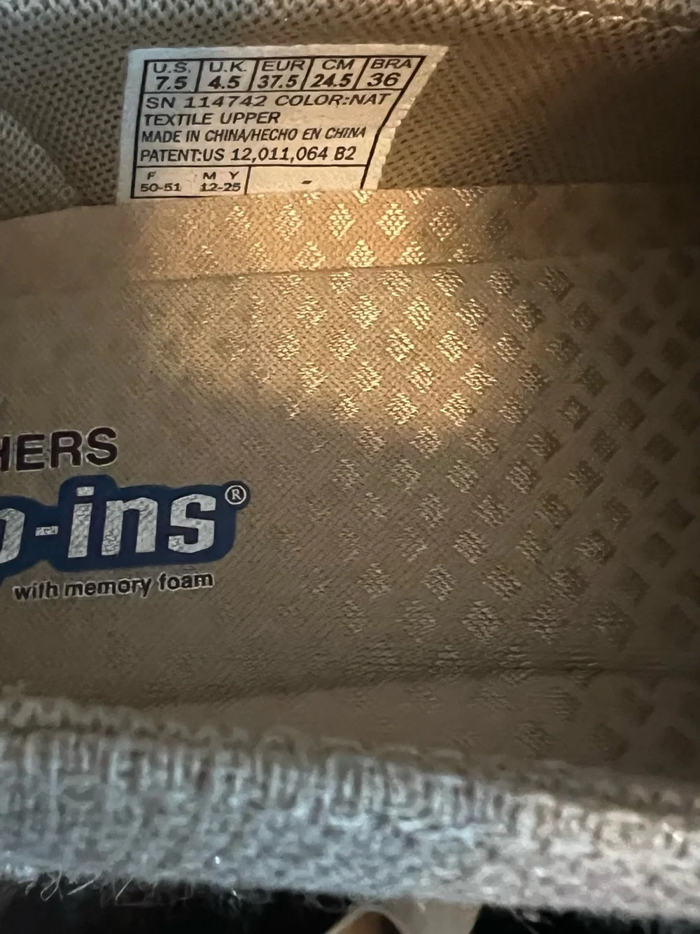 Skechers Natural Beige Slip-On Memory Foam Shoe